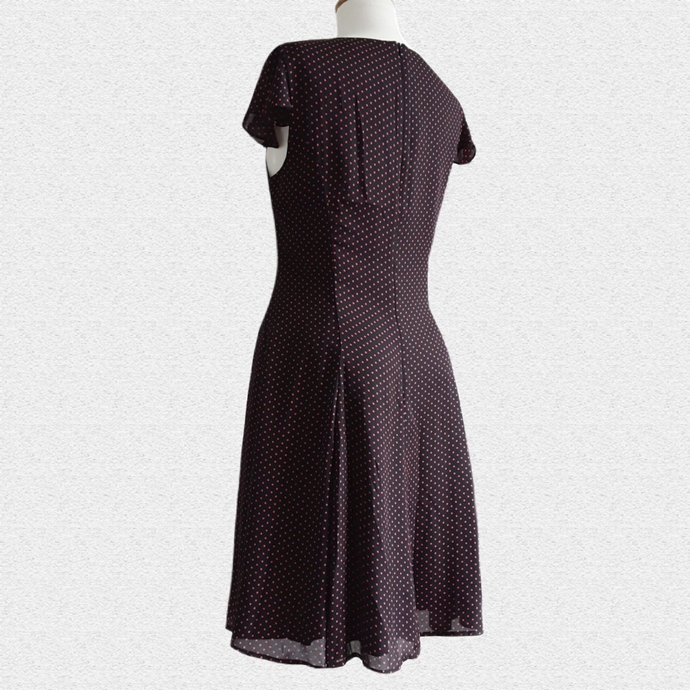 REVIEW Polka Dot Midi Dress. Black and Pink Colours, Fit and Flared. - Picture 4 of 9